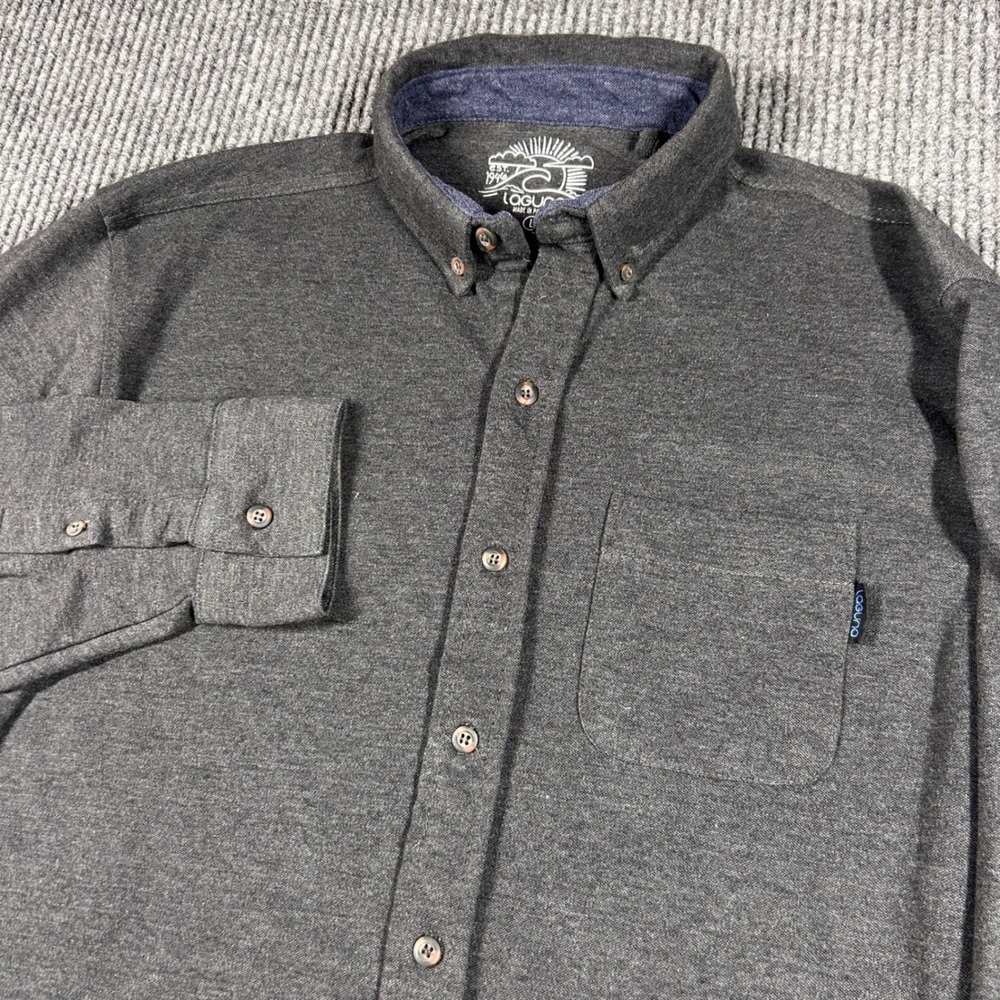 Laguna Shirt Men's L Gray Long Sleeve Button Down Cotton Blend Stretch